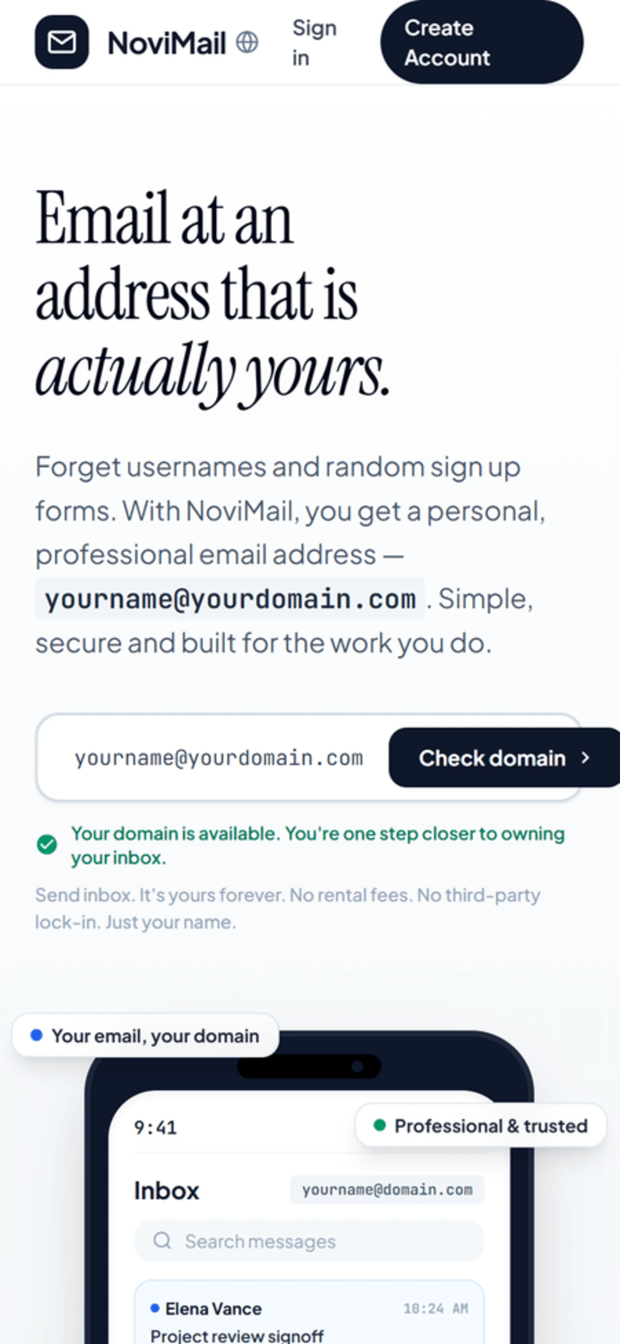 NoviMail mobile interface