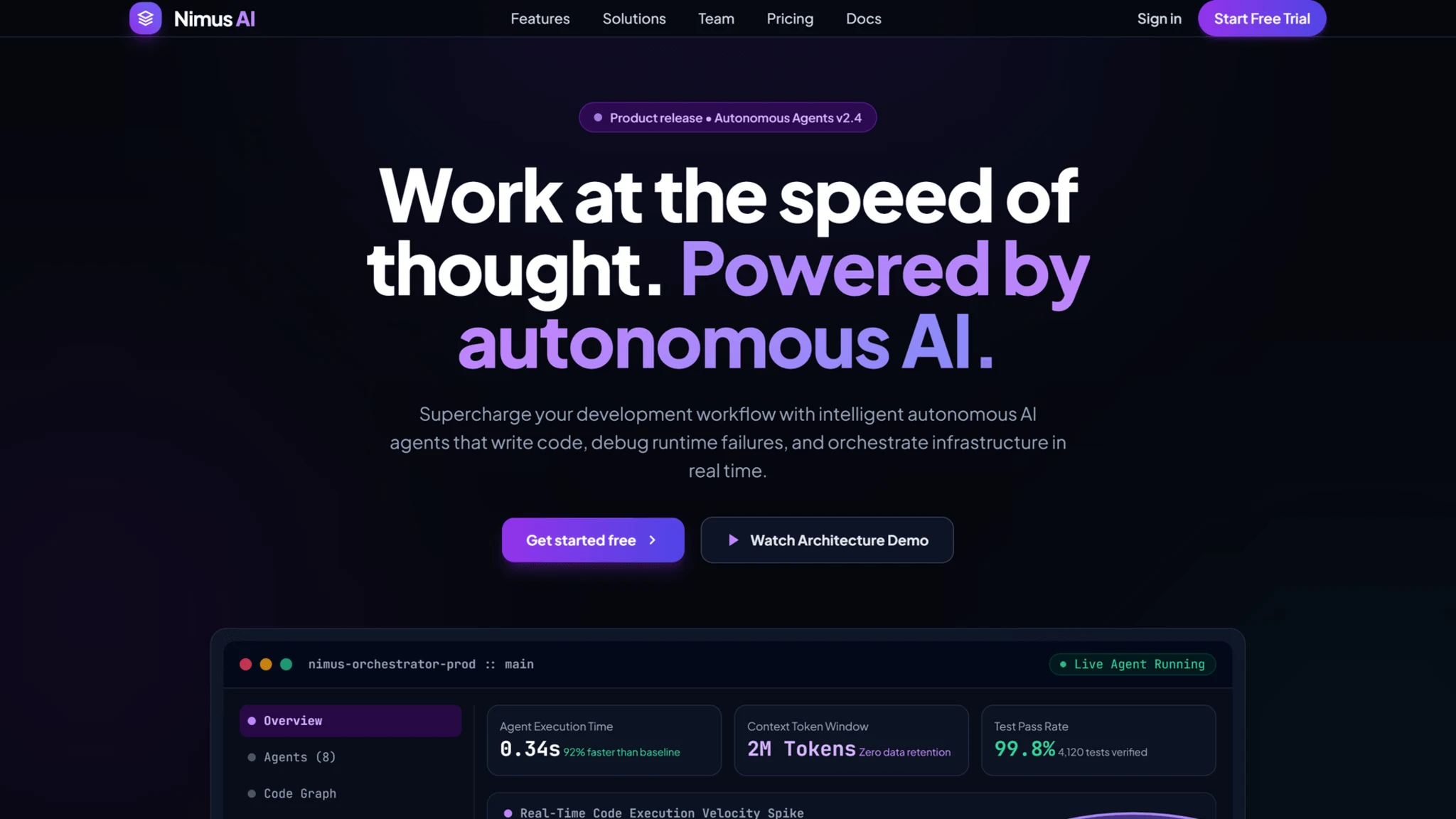 Nimus AI desktop web interface