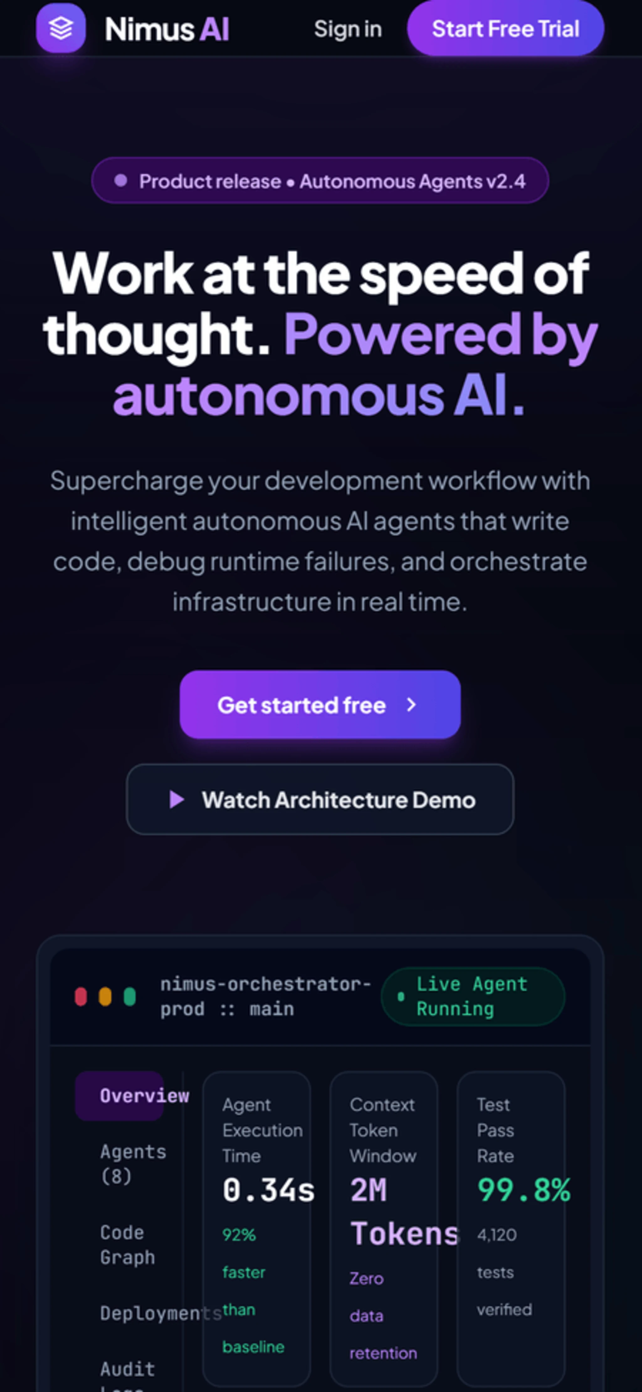 Nimus AI mobile interface