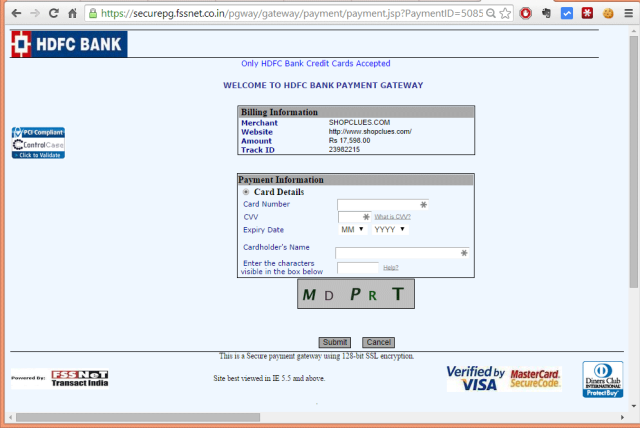 HDFC bank credit card EMI options