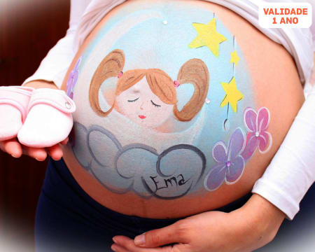 Belly Painting! Pintura na Barriga para Grávida c/ Opção 10 Fotos Editadas ou Tela