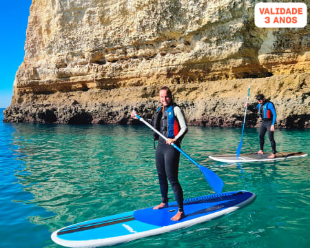 Tour de Stand Up Paddle pelas Grutas da Praia de São Rafael a Dois | 2 Horas | Albufeira Surf & SUP