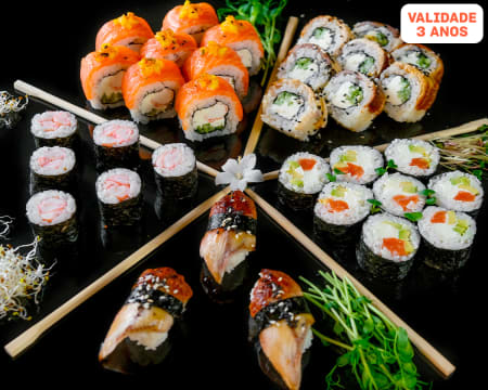 Combinado de Sushi 50 peças + Entrada + Sobremesa + Bebida | Nozomi Sushi Bar - Alcântara