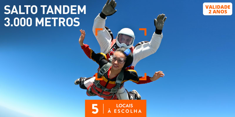 Salto Tandem 3.000 Metros - 5 Locais à Escolha