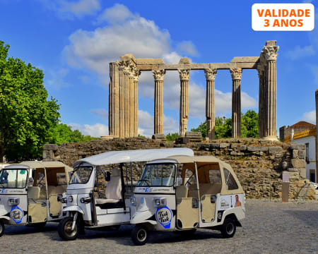 Tour de Tuk Tuk em Évora | 1 Hora | TUK TUK Square - 2 ou 6 Pessoas
