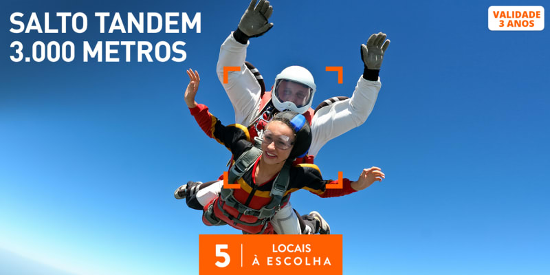 Salto Tandem 3.000 Metros - 5 Locais à Escolha