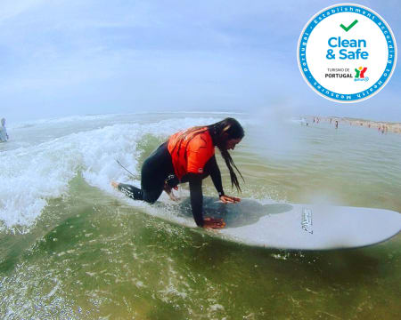 Aula de Surf para Dois na Praia da Cornélia - Costa da Caparica | Breathe Arrábida