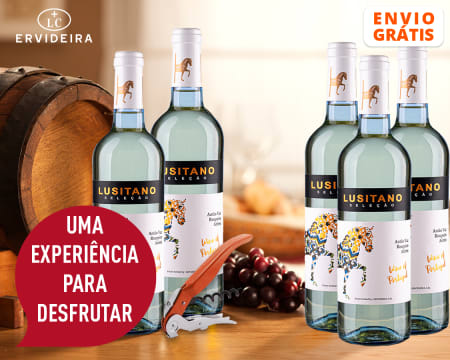6 Garrafas de Lusitano Selecção Branco 2019 + Saca-Rolhas Ervideira | Entrega Grátis em Casa