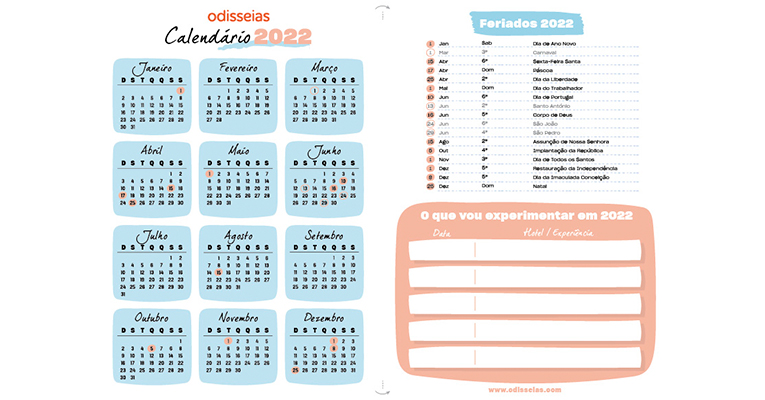 Calendário 2022