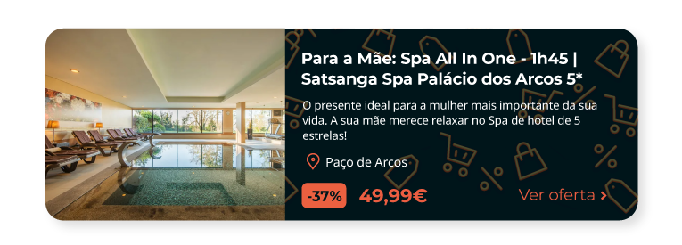 Para a Mãe: Spa All In One - 1h45 | Satsanga Spa Palácio dos Arcos 5*