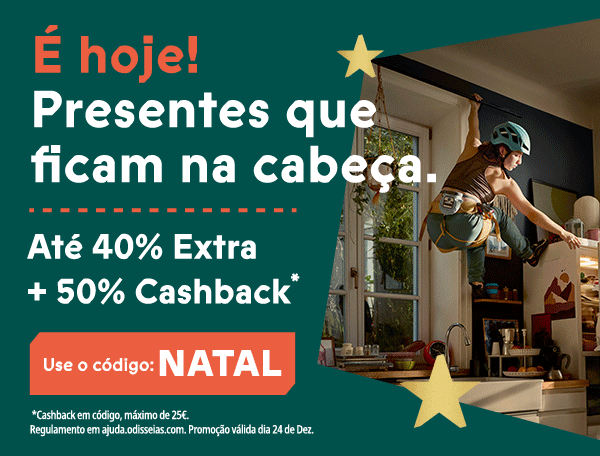 Código NATAL para até -40% extra e 50% cashback