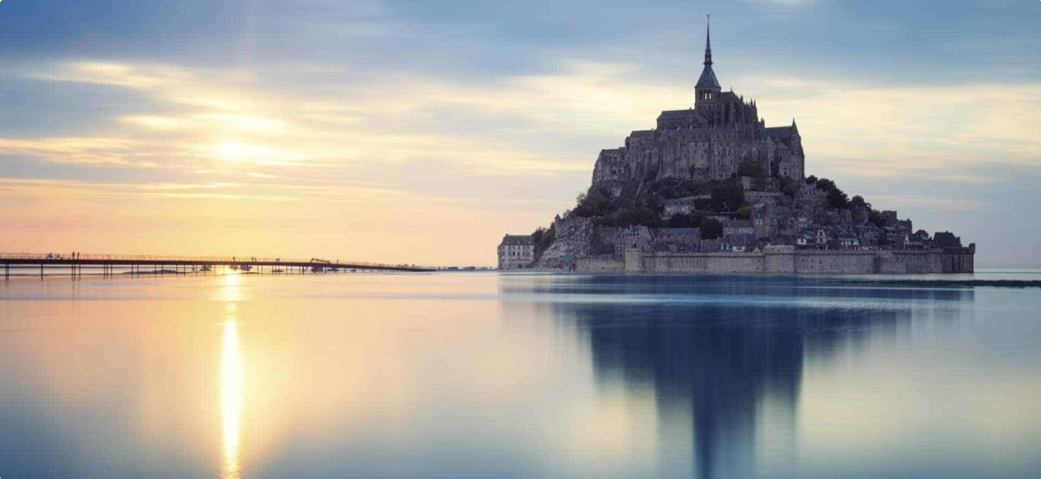 Mont-Saint-Michel at sunset, France