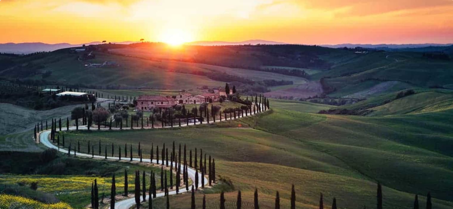 Val D'Orcia, Italy, Tuscany, Sunset