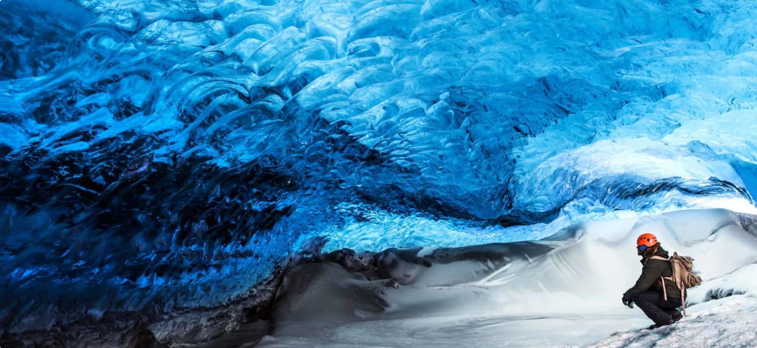 Iceland glacier ice cave