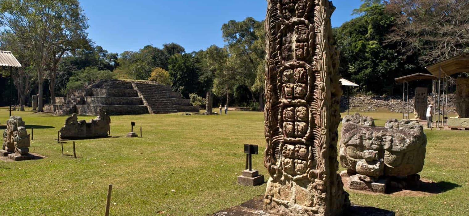 View of the Mayan ruins in Copan Honduras