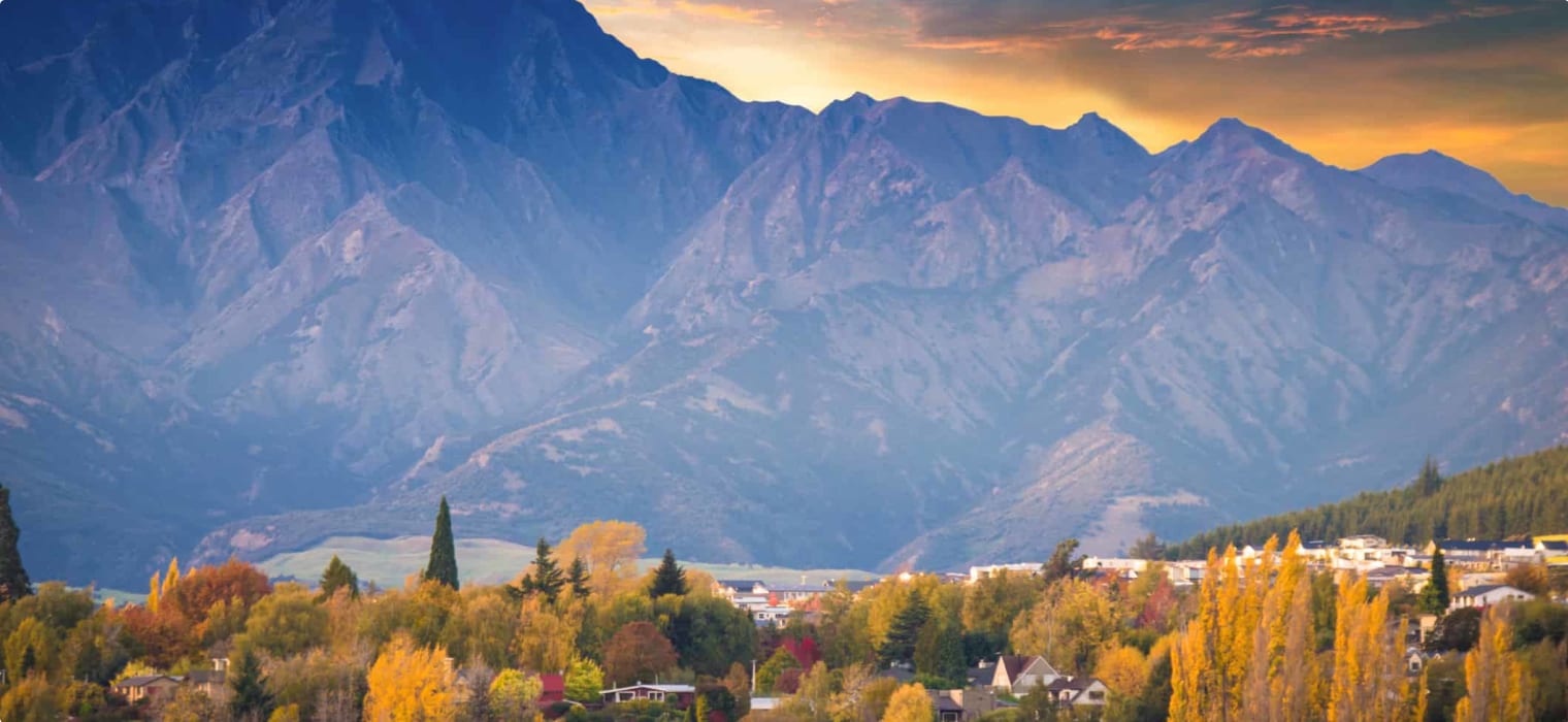 Panoramic view nature landscape in queen town remarkable and arrowtown south island New Zealand Walking tour