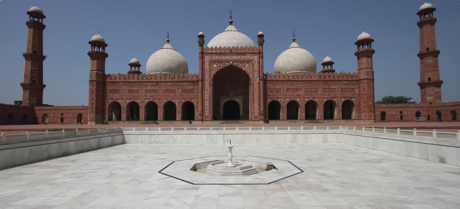 Marble fountain in the courtyard of Badshahi Mosque, Lahore, Pakistan