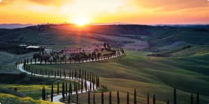 Val D'Orcia, Italy, Tuscany, Sunset