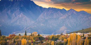 Panoramic view nature landscape in queen town remarkable and arrowtown south island New Zealand Walking tour