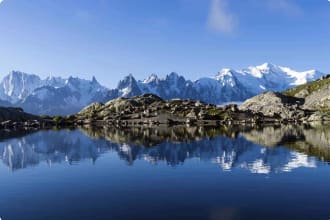 Mont Blanc Massif Reflected in Lac Blanc, Graian Alps, France