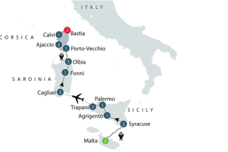 Map Malta Sardinia Corsica