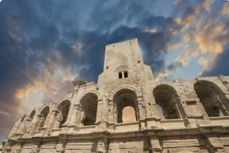 Roman amphitheater (Arena) in Arles, Provence, France.