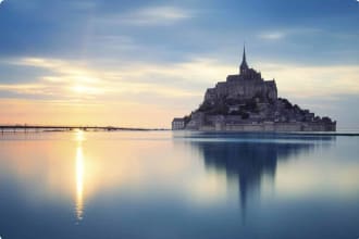 Mont-Saint-Michel at sunset, France