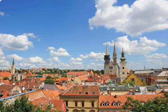 Zagreb rooftops cathedral