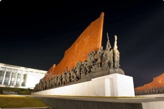 Statue in Pyongyang at night