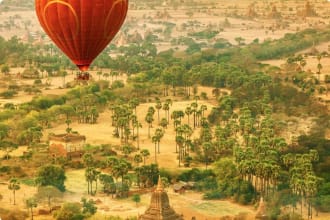 Morning ballon ride over the Pagodas, Myanmar