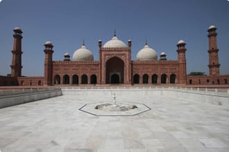 Marble fountain in the courtyard of Badshahi Mosque, Lahore, Pakistan