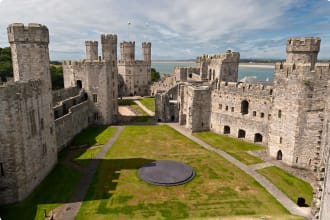 Caernarfon Castle in Snowdonia, Wales