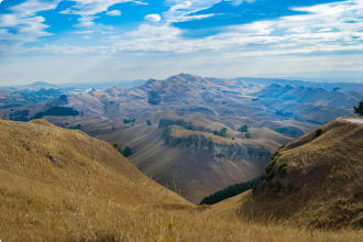 Te Mata Peak landscape view across surrounding hills and Heretaunga Plains