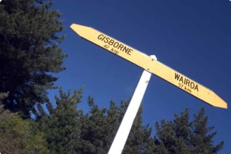 Gisborne-Wairoa sign post, New Zealand