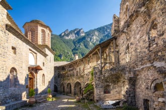 The Monastery of Agios Dionysios in Olympus, Greece.