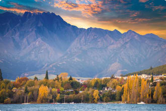 Panoramic view nature landscape in queen town remarkable and arrowtown south island New Zealand Walking tour