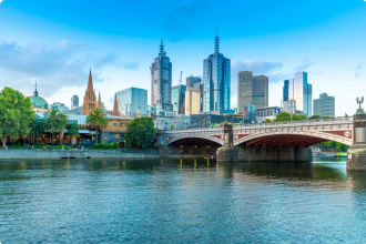Sunset over Melbourne and Yarra River