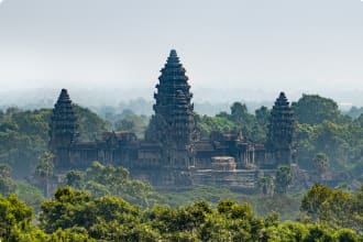 Lotus Bud Shaped Towers of Angkor Wat Temple Viewed from Phnom Bakheng Temple