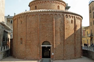 ancient circular shaped Romanesque church named Rotonda di San Lorenzo