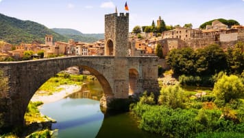 Medieval bridge with antique gate