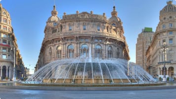 View of Piazza de Ferrari, main square of Genoa, Italy