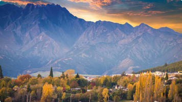 Panoramic view nature landscape in queen town remarkable and arrowtown south island New Zealand Walking tour