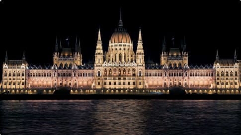 The Parliament building at night