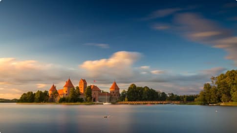 Old castle in sunset time. Trakai, Lithuania