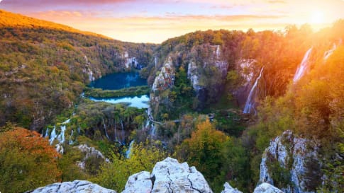 Waterfalls in Plitvice National Park, Croatia