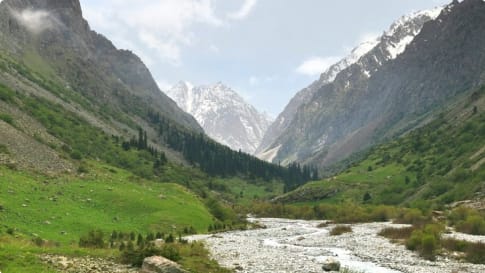 The Ala Archa National Park in the Tian Shan mountains of Bishkek Kyrgyzstan