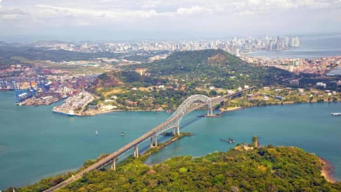 Bridge of the Americas at Panama Canal Pacific entrance Panama