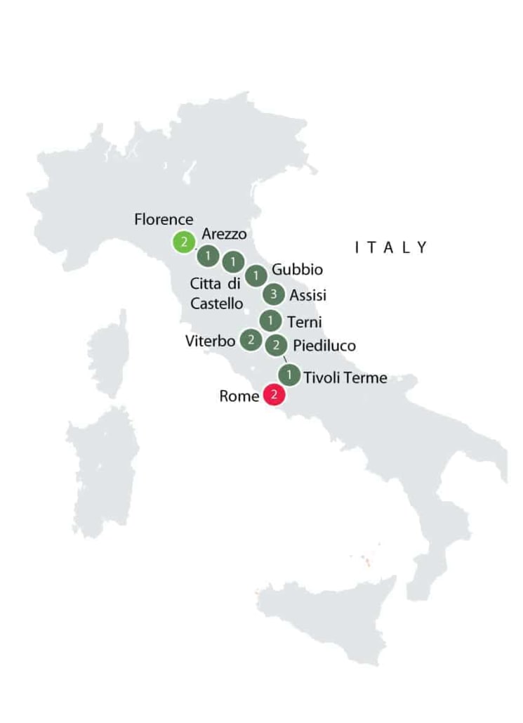 Via di Francesco Walking Tour | Small Group Walking Tours Italy itinerary