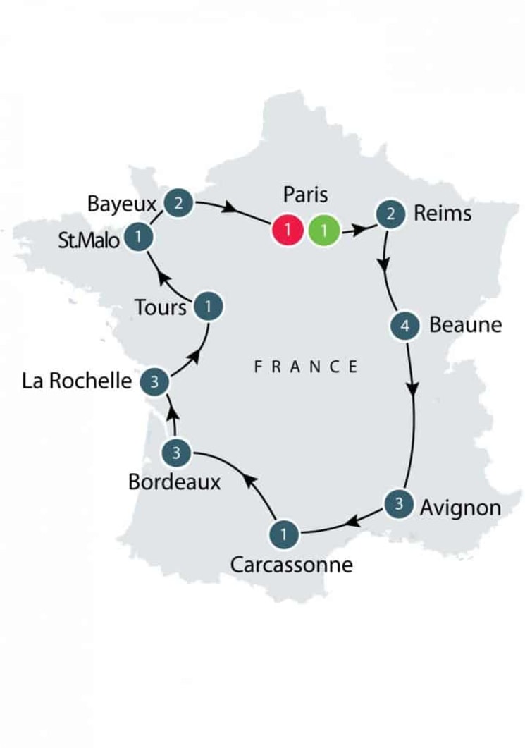 La Belle France small group escorted history tours for seniors itinerary