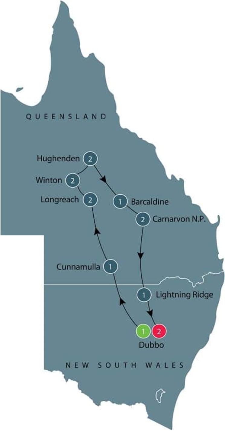 Small group tour of outback Queensland itinerary